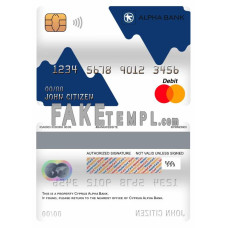 Cyprus Alpha bank fake mastercard debit card photoshop template PSD