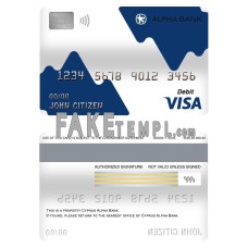 Cyprus Alpha bank fake visa card debit card photoshop template PSD