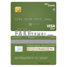 Czech Air Bank fake visa debit card photoshop template PSD