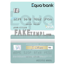 Czech Equa Bank fake visa debit card photoshop template PSD