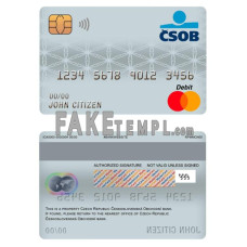 Czech Republic Československá Obchodní bank fake mastercard debit card photoshop template PSD