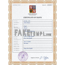 Czechia fake death certificate photoshop template PSD 