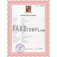 Czechia fake vital record birth certificate photoshop template PSD