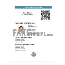 Djibouti fake electronic travel visa photoshop template PSD