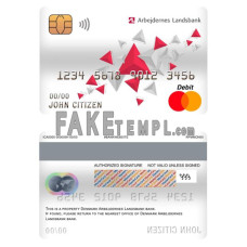 Denmark Arbejdernes Landsbank fake mastercard debit card photoshop template PSD