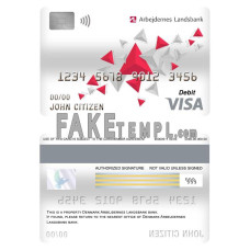 Denmark Arbejdernes Landsbank fake visa card debit card photoshop template PSD