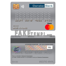 Denmark Danskebank bank fake mastercard debit card photoshop template PSD