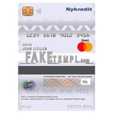 Denmark Nykredit bank fake mastercard debit card photoshop template PSD