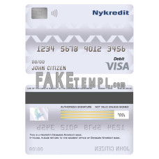 Denmark Nykredit bank fake visa card debit card photoshop template PSD