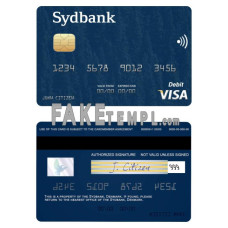 Denmark Sydbank fake visa debit card photoshop template PSD