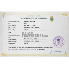 Denmark fake marriage certificate photoshop template PSD 