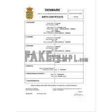 Denmark vital record fake birth certificate Word and PDF template