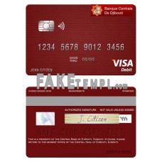 Djibouti Central Bank of Djibouti fake visa debit card photoshop template PSD