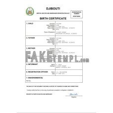 Djibouti fake birth certificate Word and PDF template