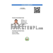 Djibouti fake e-visa Word and PDF template