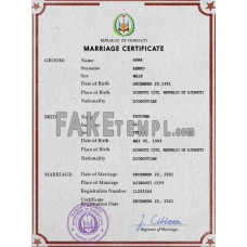 Djibouti fake marriage certificate photoshop template PSD 