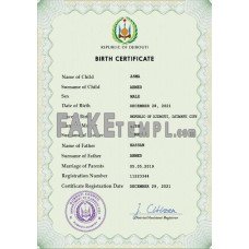 Djibouti fake vital record birth certificate photoshop template PSD 