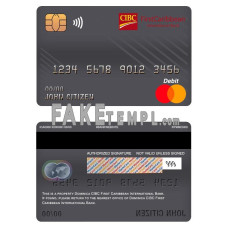 Dominica CIBC First Caribbean International bank fake mastercard debit card photoshop template PSD