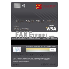 Dominica CIBC First Caribbean International bank fake visa card debit card photoshop template PSD