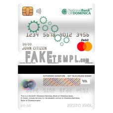 Dominica National Bank of Dominica fake mastercard debit card photoshop template PSD