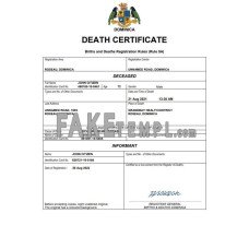 Dominica vital record fake death certificate Word and PDF template