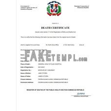 Dominican Republic fake death certificate Word and PDF template