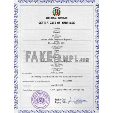 Dominican Republic fake marriage certificate photoshop template PSD 