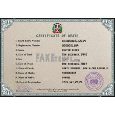 Dominican Republic fake vital record death photoshop certificate PSD