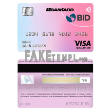 Ecuador Banco Interamericano de Desarrollo BID bank fake visa signature card photoshop template PSD