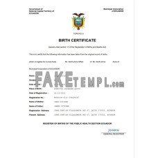 Ecuador fake birth certificate photoshop template PSD 