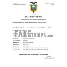 Ecuador vital record fake death certificate Word and PDF template