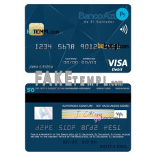 El Salvador Banco Azul de El Salvador fake visa debit card photoshop template PSD