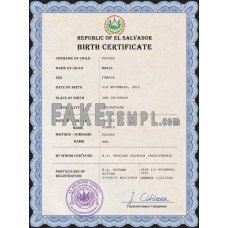 El Salvador fake vital record birth certificate photoshop template PSD