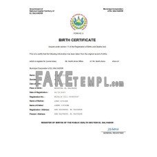 El Salvador vital record fake birth certificate Word and PDF template