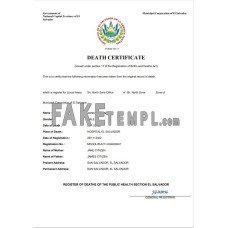 El Salvador vital record fake death certificate Word and PDF template