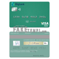 Estonia Bigbank fake visa debit card photoshop template PSD