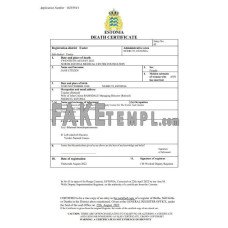 Estonia fake death certificate Word and PDF template