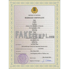 Estonia fake marriage certificate photoshop template PSD 