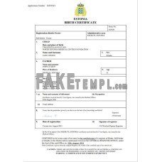 Estonia vital record fake birth certificate Word and PDF template