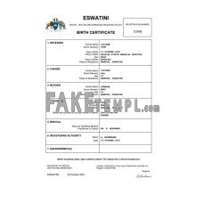 Eswatini fake birth certificate Word and PDF template