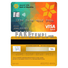 Ethiopia Bank of Abyssinia bank fake visa gold card photoshop template PSD