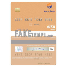 Ethiopia Awash International Bank fake visa debit card photoshop template PSD