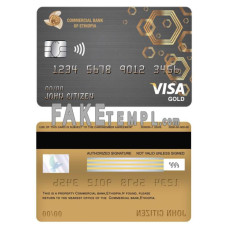 Ethiopia Commercial Bank fake visa gold card photoshop template PSD