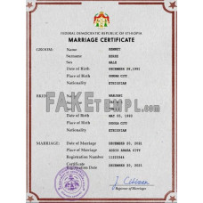 Ethiopia fake marriage certificate photoshop template PSD 