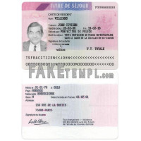 France fake residence permit card photoshop template PSD