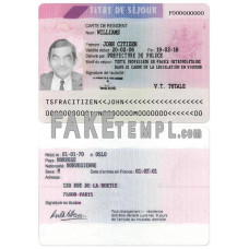 France fake residence permit card photoshop template PSD