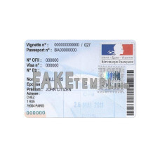 France residency OFII fake visa stamp photoshop template PSD