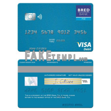 Fiji BRED Bank visa debit fake credit card photoshop template PSD