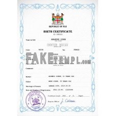 Fiji fake vital record birth certificate photoshop template PSD 