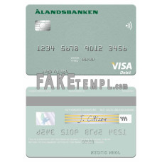 Finland Bank of Aland visa debit fake credit card photoshop template PSD